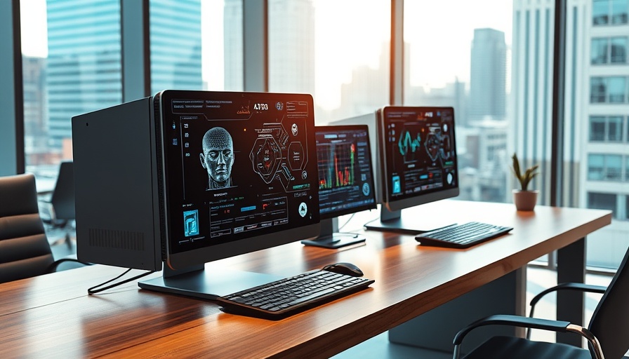 Futuristic AI PCs for Small Business 2025 with holographic displays.