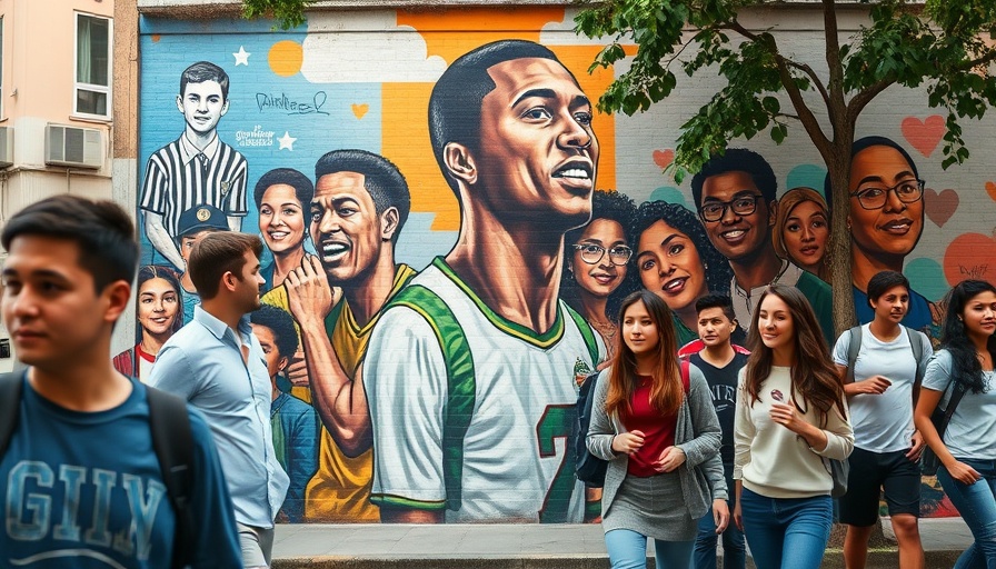 Students walking by a mural in Altadena, community activity, Altadena fire recovery support.