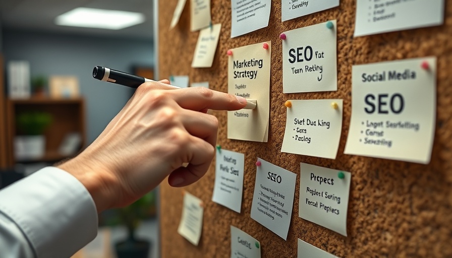 Hand pointing at marketing strategy notes on a corkboard related to growth hacking strategies.