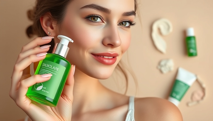 Young woman holding a bottle with best face exfoliators displayed.