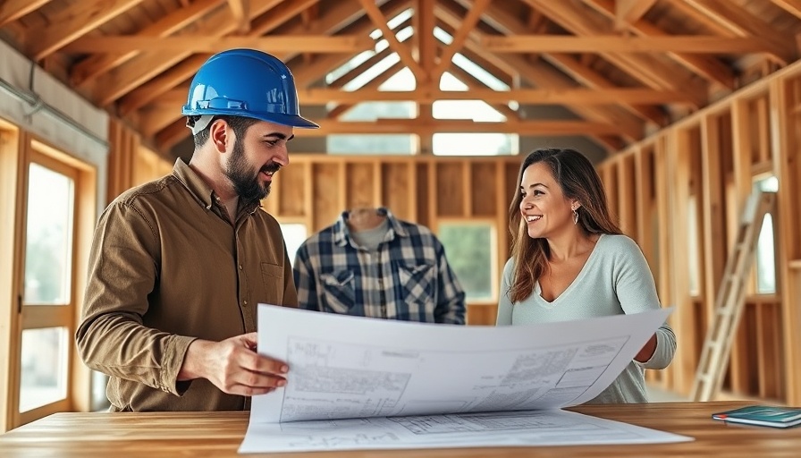 Homeowners discussing setback requirements with a builder