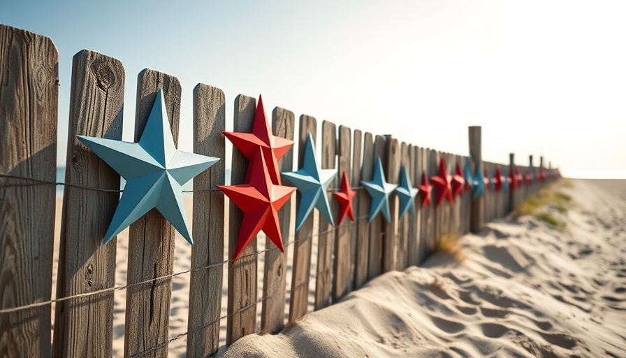 DIY Outdoor 4th of July Decorations on a beach fence