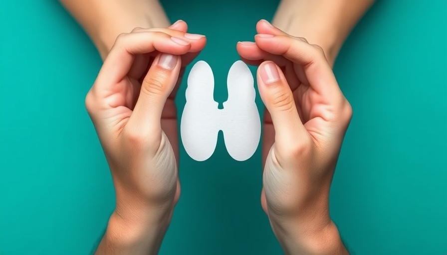 Model of thyroid held in hands, illustrating treating Hashimoto’s Disease with diet.