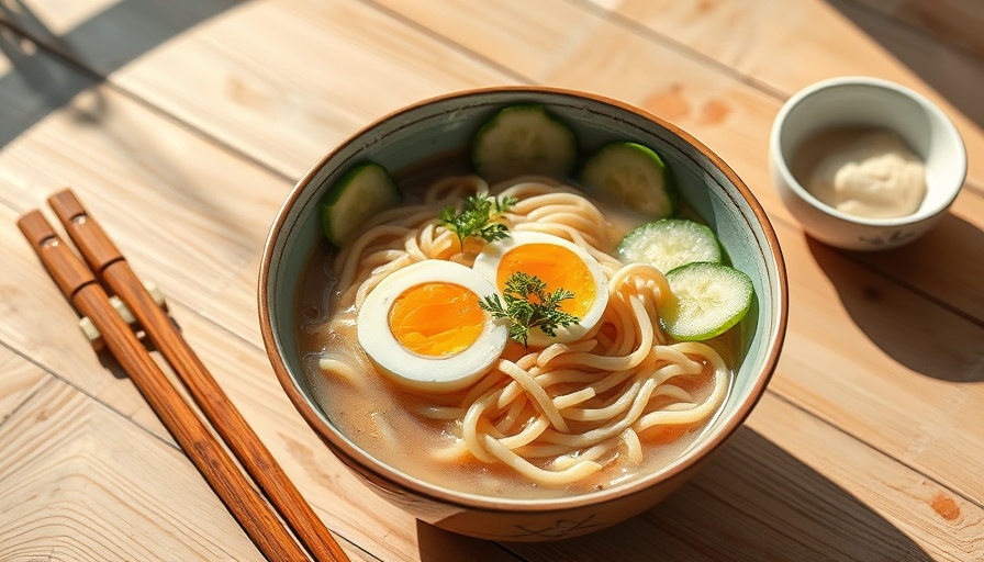 Cold soy milk noodles recipe with egg and cucumber.