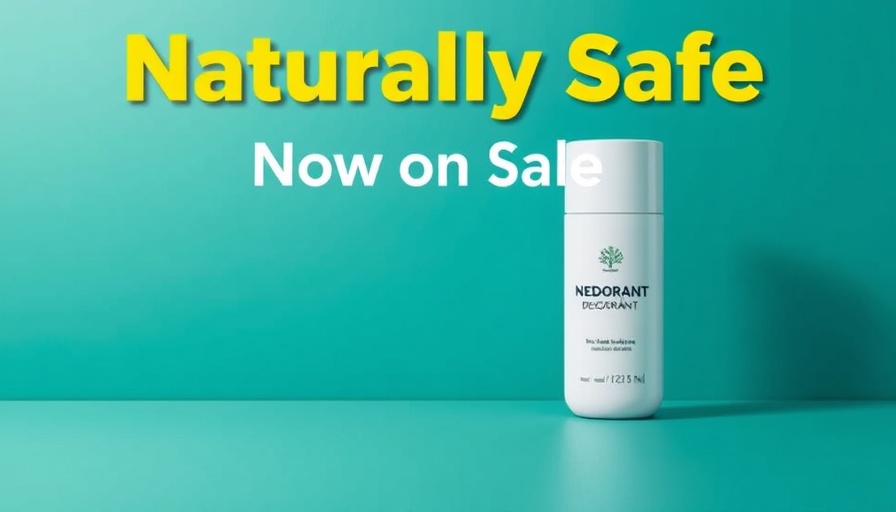Biological age concept with mineral deodorant on sale, teal background.