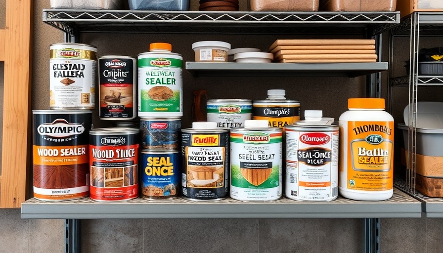 Collection of best outdoor wood sealers displayed on shelf.