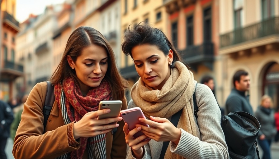 Tourists using smartphone navigation, illustrating the importance of Google Maps for local businesses.