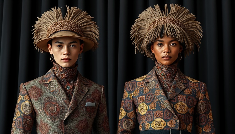 Armani fashion models in avant-garde outfits amidst revenue drop concerns.