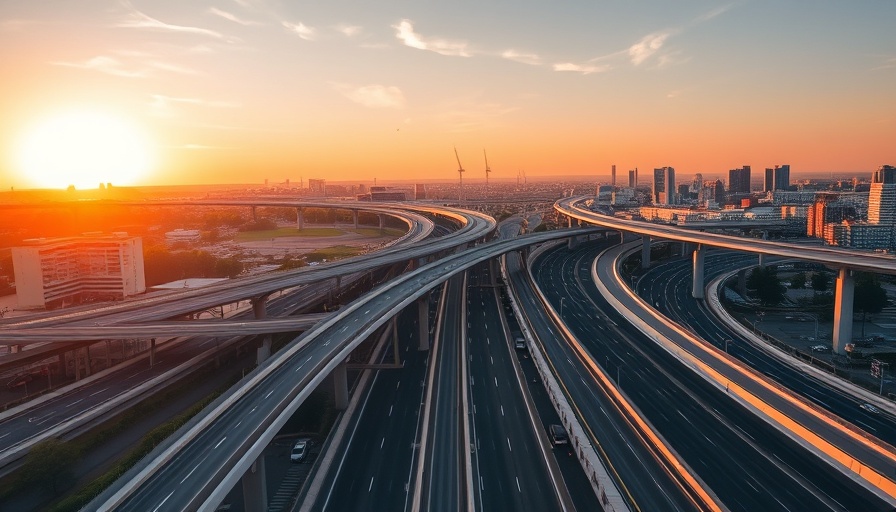 Converging highway overpasses at sunrise representing M&A Advisory Services.