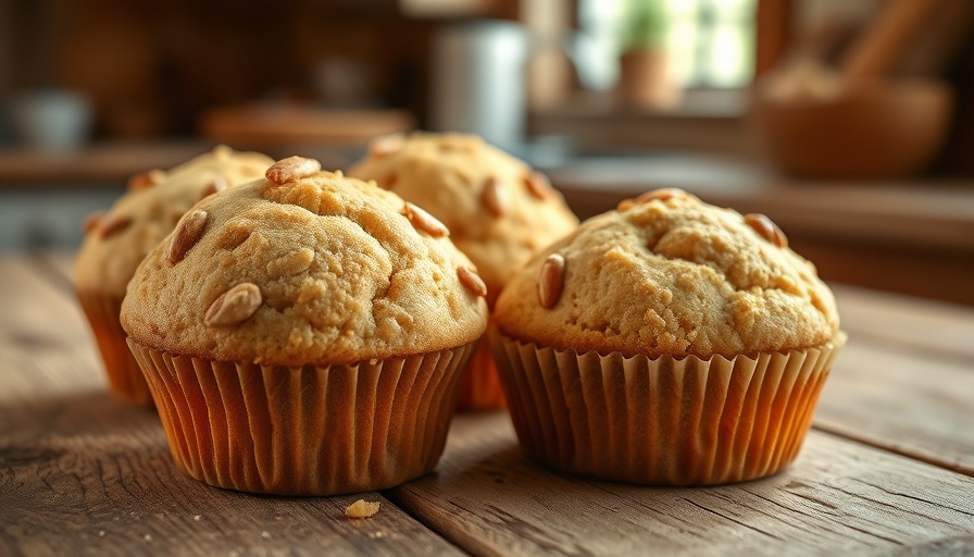 Delicious almond flour muffins on a rustic table with warm lighting.