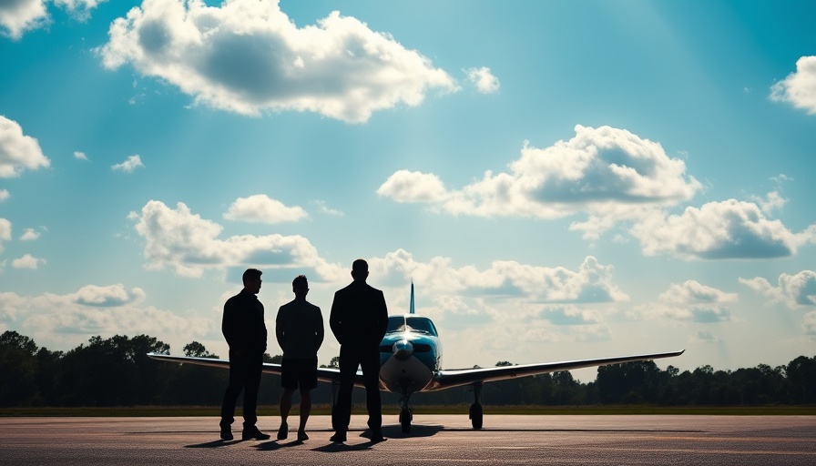 Silhouettes at airstrip learning to fly under open sky.