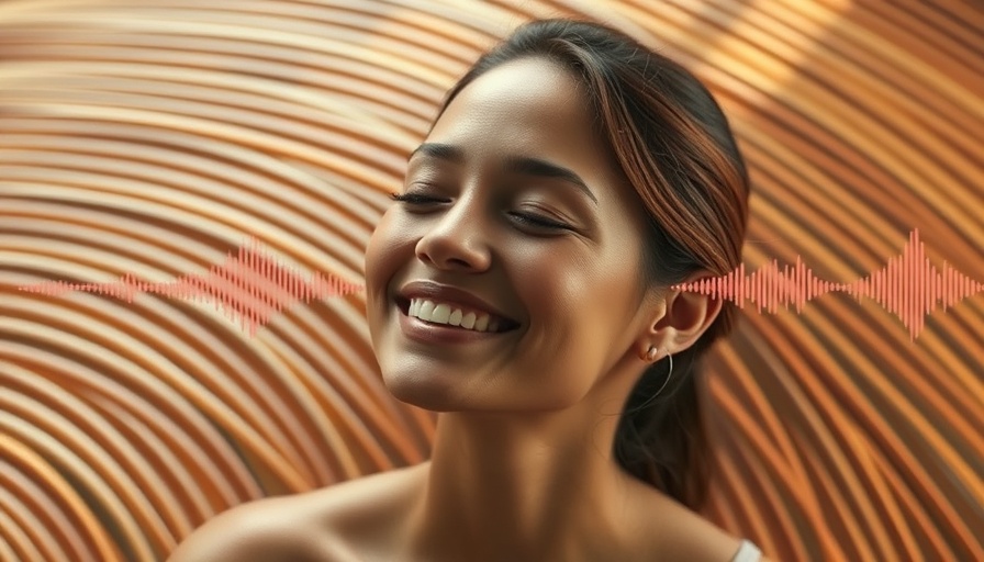 Guided meditation cover art with calm water and smiling woman.