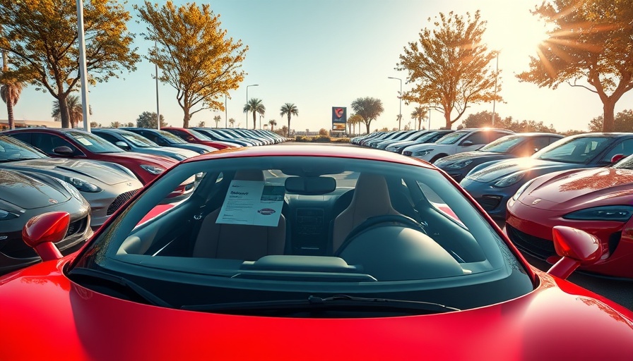 Car Dealership Sticker System at a lot with vibrant cars.