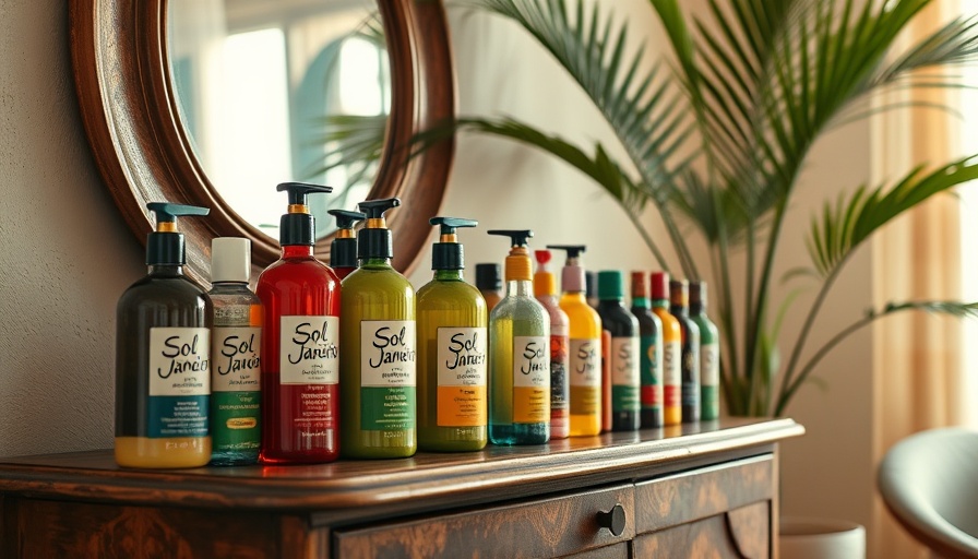 Sol de Janeiro Products Sale display with colorful bottles in a cozy room.