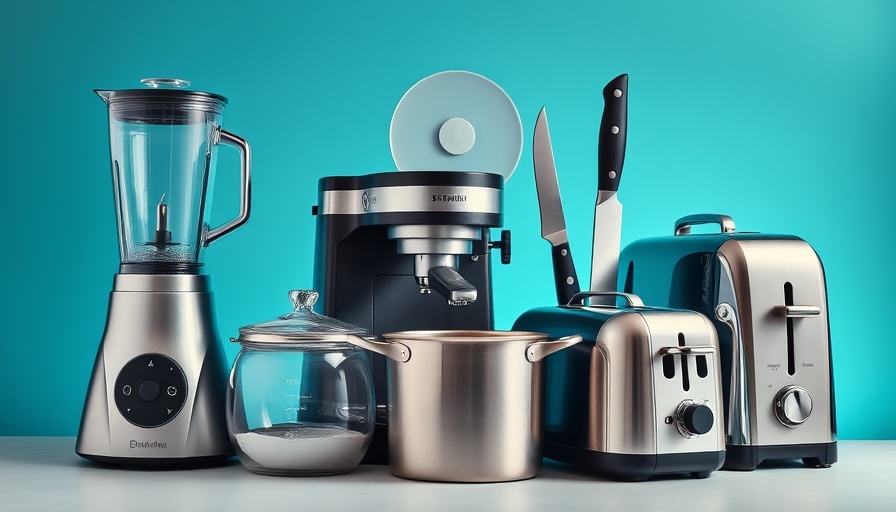 Prime Day kitchen deals on appliances in a blue-green gradient design.