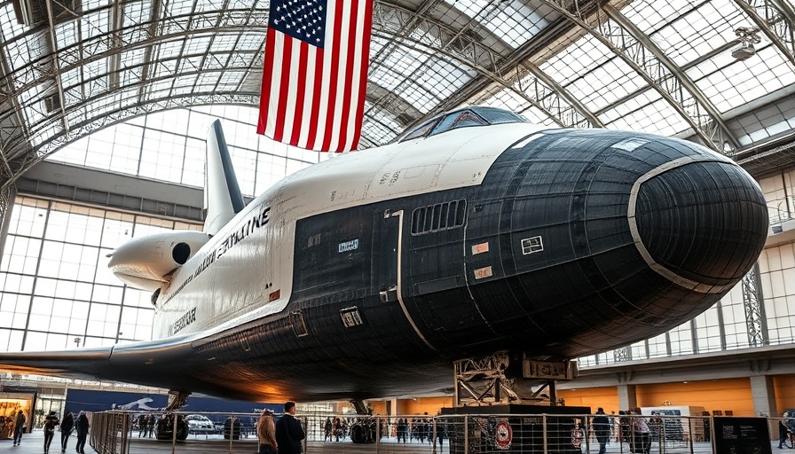 Space shuttle exhibit in a museum, capturing an engineering marvel under soft illumination.