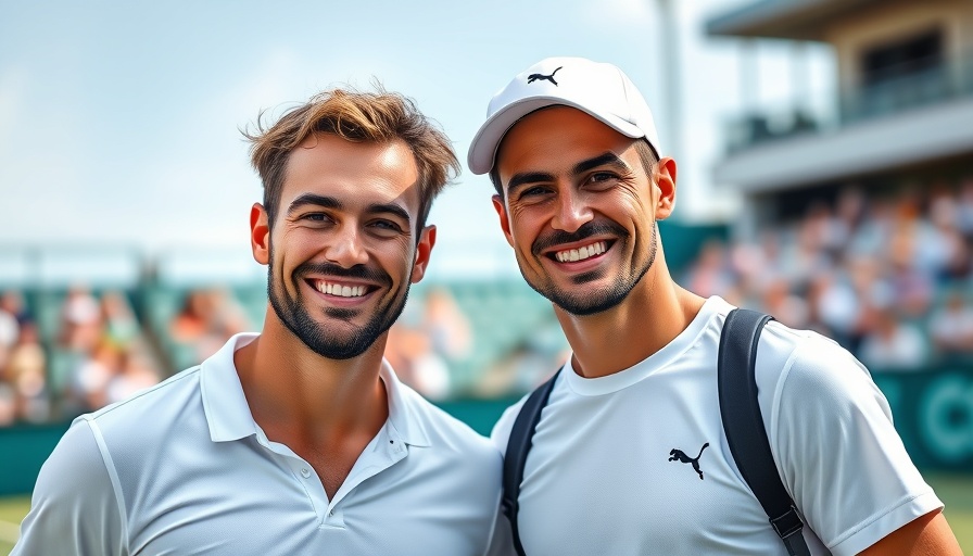 Two tennis players at Wimbledon smiling for the camera.