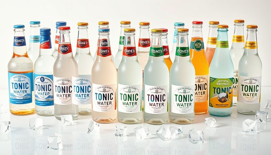 Best tonic water for cocktails with ice cubes on white surface.