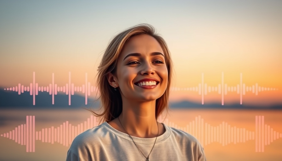 SOS meditation for anxiety featuring calming audio with a smiling woman.