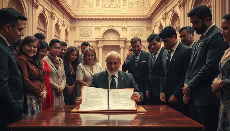 One Big Beautiful Bill signing ceremony in sepia tone.