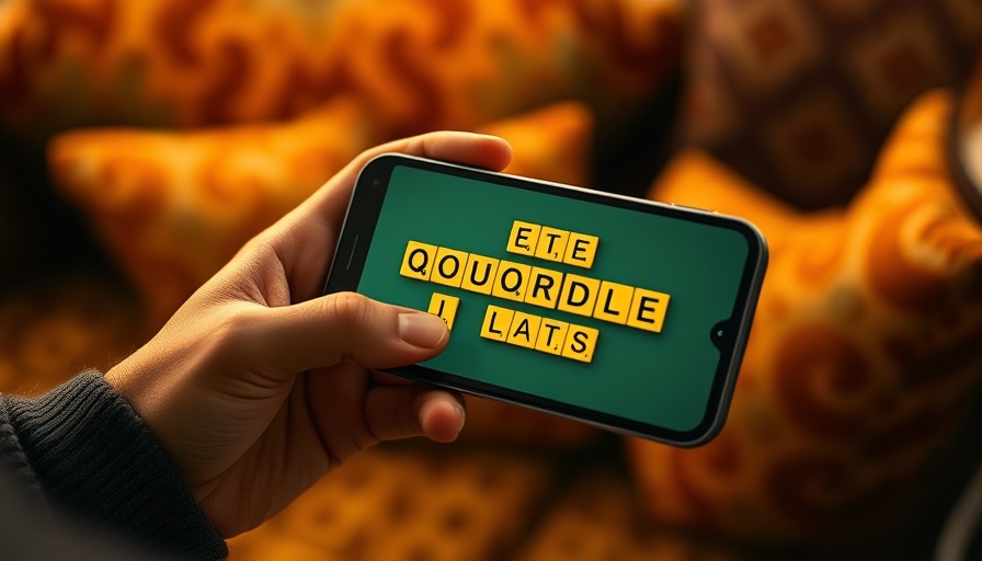 Close-up of Quordle game on smartphone in hand, Quordle hints and answers.