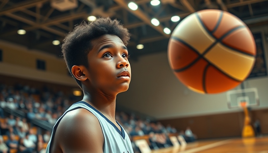 Exciting basketball event in Kansas City weekend, young player in action.