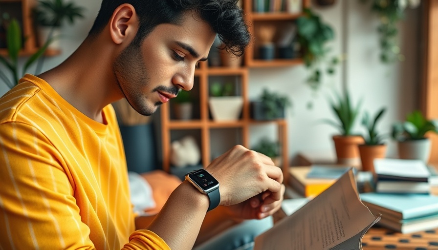 Person wearing smartwatch in cozy room, reading with focus on Amazon AI wearable privacy.