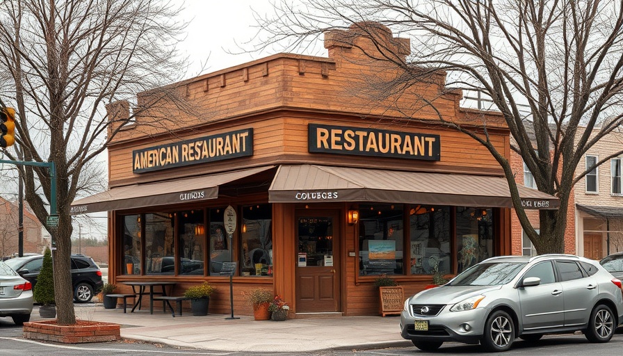 Charming exterior of an American restaurant in Fairway.