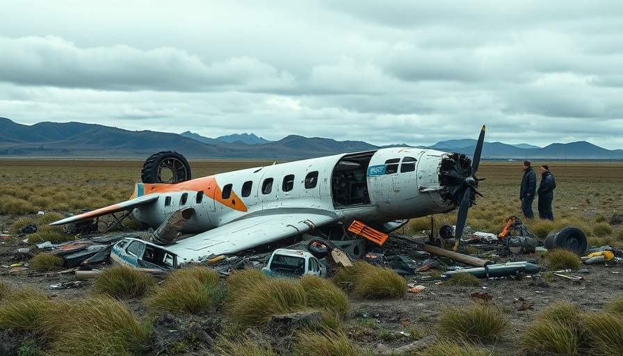 CRJ 200 ferry flight crash site with debris and investigators.