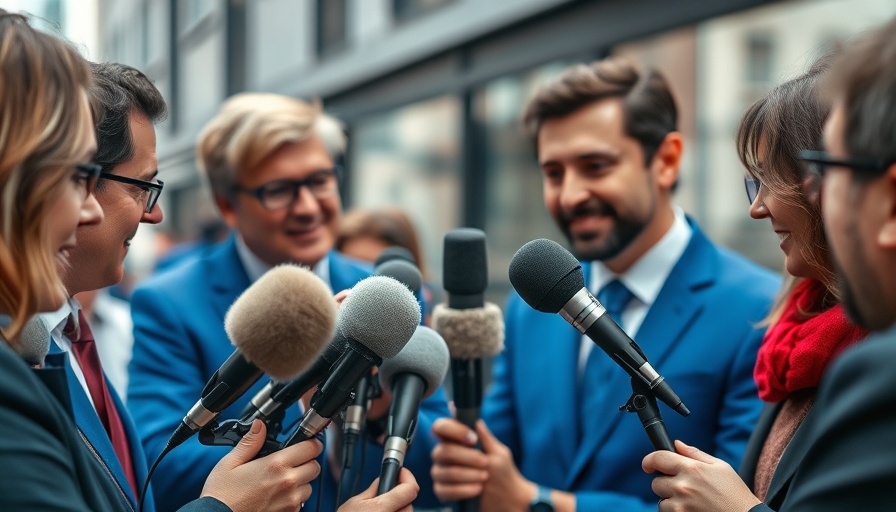Dynamic interview scene with microphones and recording devices capturing the art of interviewing.
