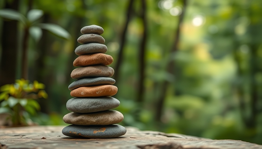 Stack of stones symbolizing Nine Attitudes of Mindfulness in nature.