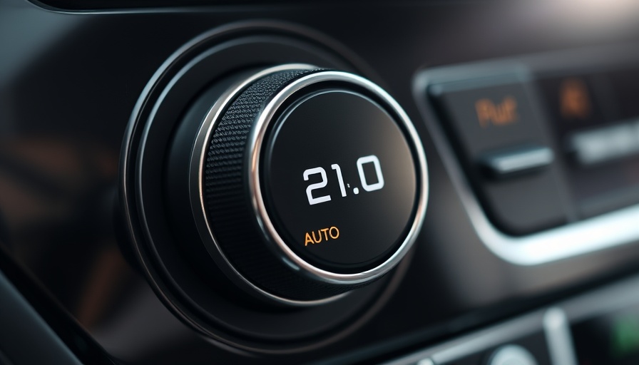 Car temperature control knob showing 21.0 degrees, automatic mode.