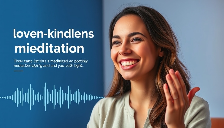 Loving-Kindness Meditation session with audio waves and smiling woman.