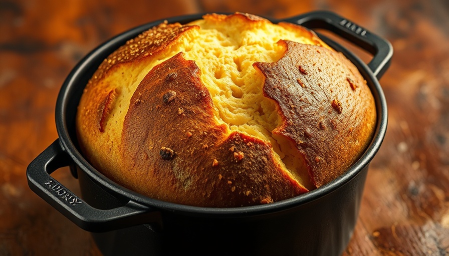 Golden rustic bread in a pot, beginner-friendly bread recipe.