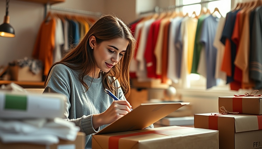 Woman managing ecommerce orders at home with packages, showcasing effective order management.