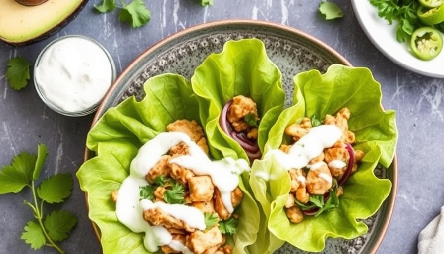 Avocado Chicken Lettuce Wraps With Herbed Yogurt Sauce