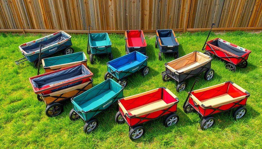 Assorted best folding wagons on grassy field.
