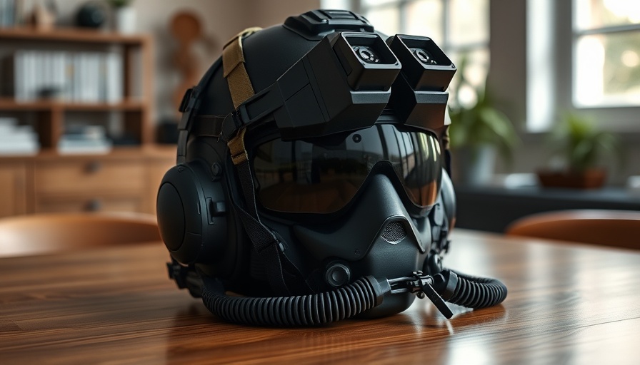Military helmet with night vision goggles on table