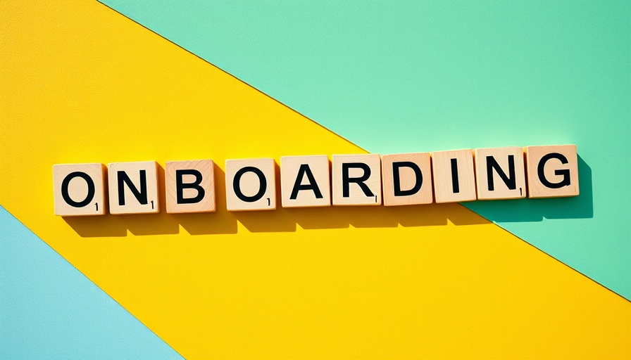 Wooden blocks spelling 'ONBOARDING' on colorful geometric background.