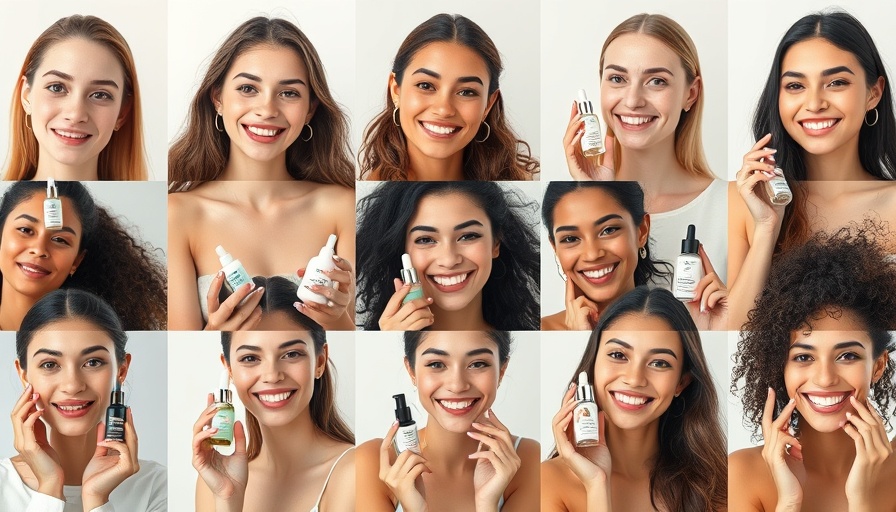 Women displaying 'Botox in a Bottle' skincare products in a vibrant collage.