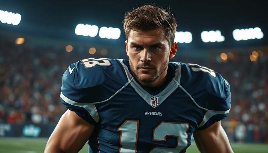 Focused football player during NFL cut-down day.