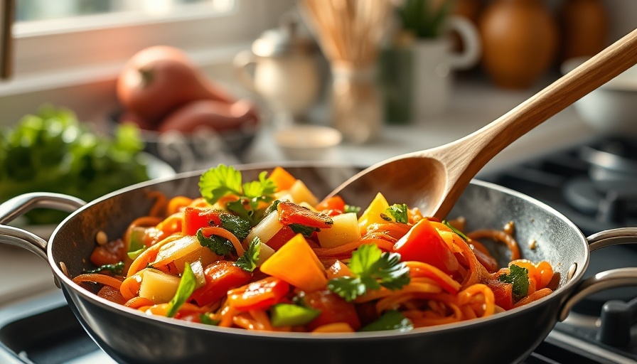 Colorful vegetable stir-fry cooking in a pan, illustrating dietary diversity and overeating.