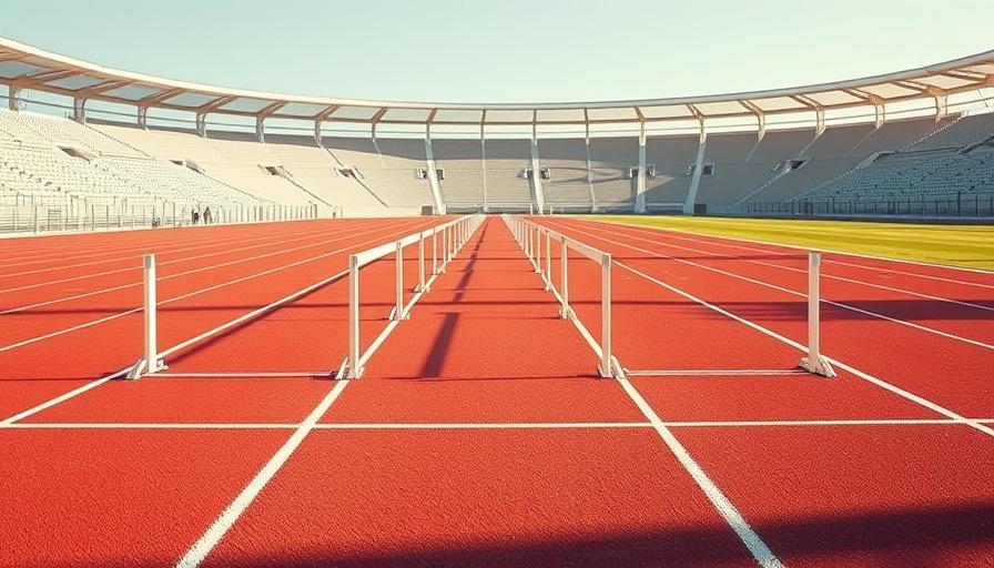 Empty athletic track with hurdles, representing challenges in strategic API solutions for audit.
