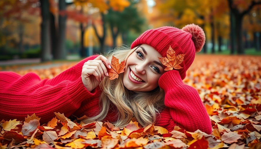 Woman enjoying Witchy Wellness Week, surrounded by autumn leaves.