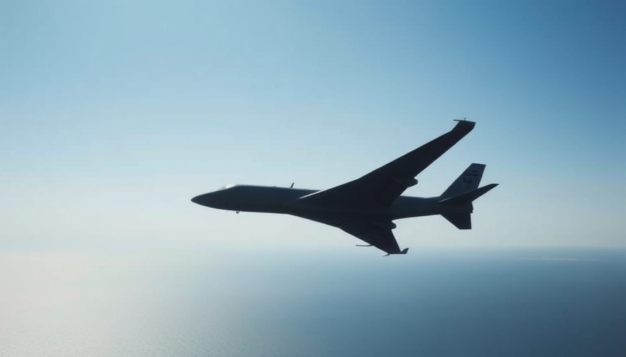 Poseidon P8 maritime patrol aircraft flying over the sea, combat air patrol.