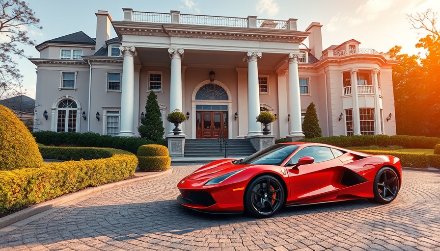 New Jersey luxury mansion for sale with red sports car.