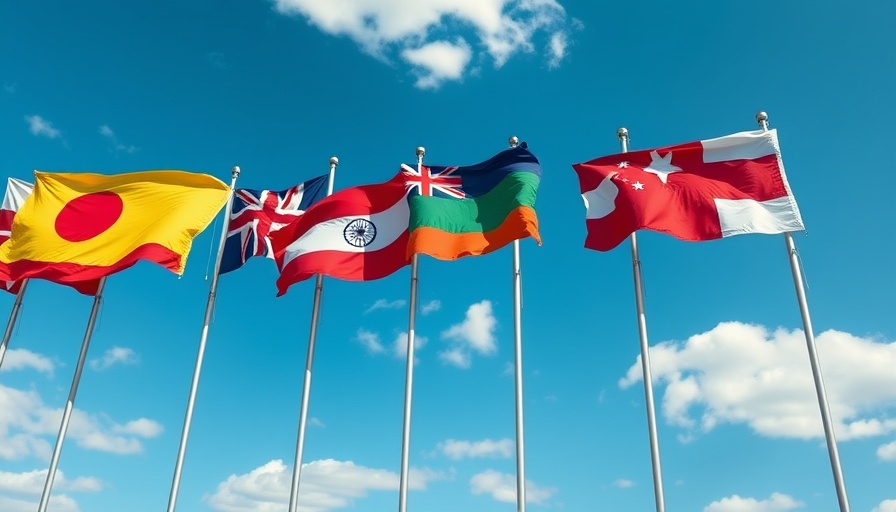 Row of international flags representing the Pillar Two Global Tax Deal.