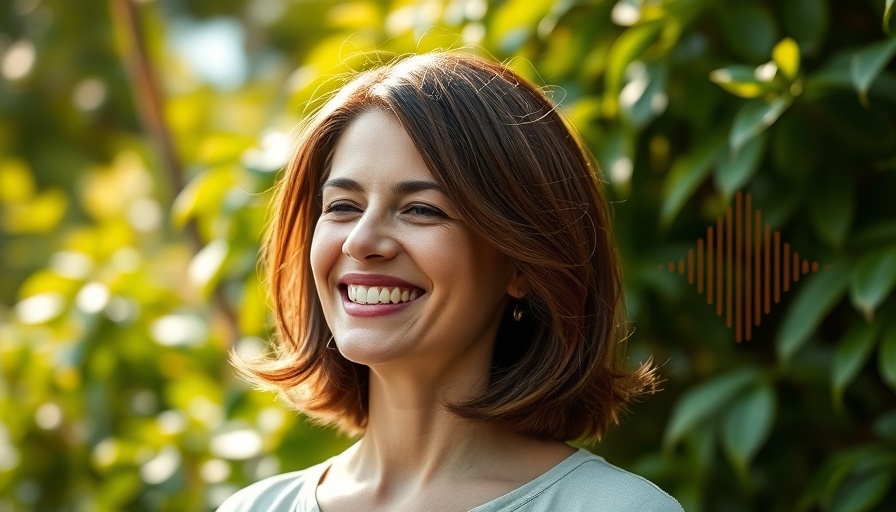 Daily gratitude meditation session poster with smiling woman.