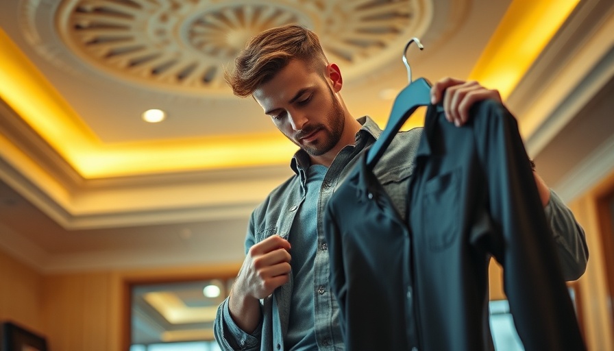 Man assessing fashion piece at KidSuper’s People’s Runway event.