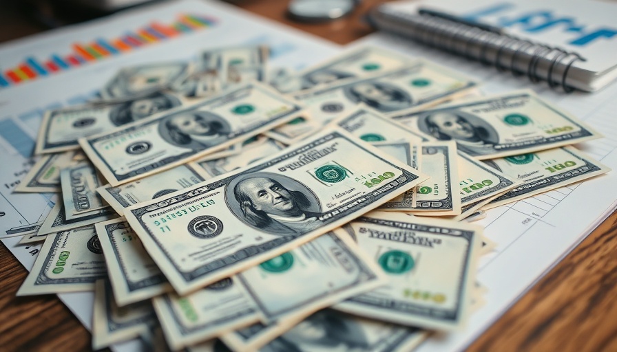 Cash break-even analysis concept with dollars and charts.